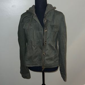 cargo Hooded Army green Jacket